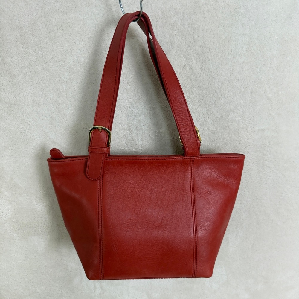 Classic Red Leather Tote Shoulder Bag